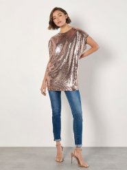 Apricot Bluzka w kolorze jasnoróżowym rozmiar: XL. Różowe bluzki Apricot, xl, bez wzorów, bez kołnierzyka, bez ramiączek. Za 110.04 zł.