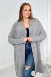 Sweter z rękawami typu nietoperz jasny szary. Szare swetry KESI, l, bez wzorów, z wełny, plus size, bez ramiączek. Za 178.78 zł.