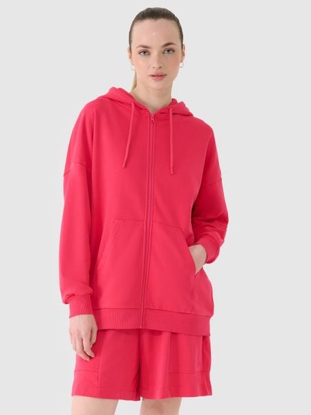 4F Bluza dresowa rozpinana z kapturem damska - różowa XL. Czerwone bluzy z kapturem 4f, xl, bez wzorów, z bawełny, z kapturem. W wyprzedaży za 119.99 zł.