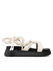Kat Maconie Sandały Milan Biały. Białe sandały Kat Maconie, bez wzorów, ze skóry, bez obcasa, na płaskiej podeszwie, bez zapięcia. Za 459.99 zł.