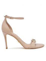 Guess Sandały FLTKAB LEA03 Beżowy. Brązowe sandały Guess, z aplikacjami, ze skóry, bez obcasa, na szpilce, bez zapięcia. Za 519.99 zł.