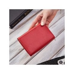 Portfel damski skórzany czerwony portmonetka RFID Brodrene G-25MN/RED. Czerwone portfele bez wzorów, ze skóry. Za 60.79 zł.