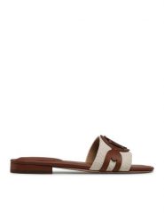 Lauren Ralph Lauren Klapki Alegra 802826823001 Beżowy. Brązowe klapki Lauren Ralph Lauren, bez wzorów, z materiału, bez obcasa, bez zapięcia. Za 539.99 zł.