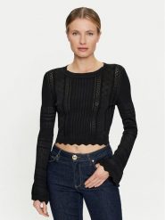 Guess Sweter Adaline W4GR08 Z2U00 Czarny Regular Fit. Czarne swetry Guess, s, z aplikacjami, z wiskozy, bez ramiączek. Za 229.99 zł.