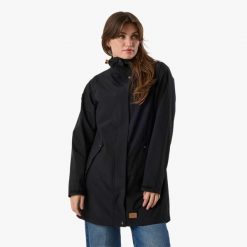 Płaszcz wiatroszczelny damski Swedemount Sarek Coat 2.0. Czarne płaszcze SWEDEMOUNT, xl, bez wzorów, z materiału, z kapturem. Za 359.99 zł.