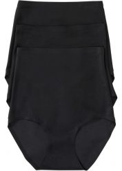 Figi panty shape, średni stopień modelowania sylwetki (3 pary). Czarne figi bonprix, bez wzorów. Za 114.99 zł.