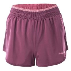 Szorty damskie treningowe Hi-Tec Lady Laria - różowe, Rozmiar XS. Czerwone szorty sportowe Hi-tec, bez wzorów, z elastanu, na fitness i siłownię. W wyprzedaży za 69.99 zł.
