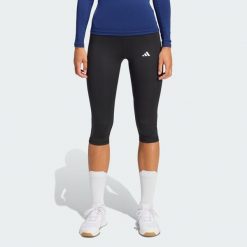 Legginsy capri TECHFIT. Niebieskie legginsy adidas, bez wzorów, z materiału. Za 179.00 zł.