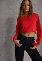 Czerwona Casualowa Bluza z Bawełną Akko. Czerwone bluzy bez kaptura Renee, l, bez wzorów, z bawełny, bez kaptura. Za 59.99 zł.