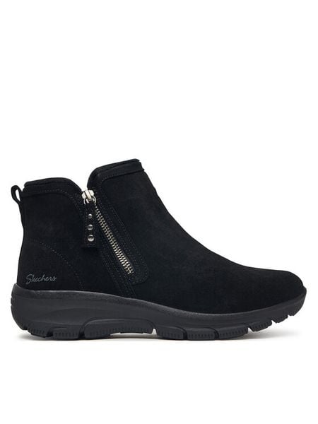Skechers Botki Easy Going - Urban Zip 168188/BBK Czarny. Czarne botki Skechers, bez wzorów, bez obcasa, na płaskiej podeszwie, bez zapięcia. Za 399.99 zł.