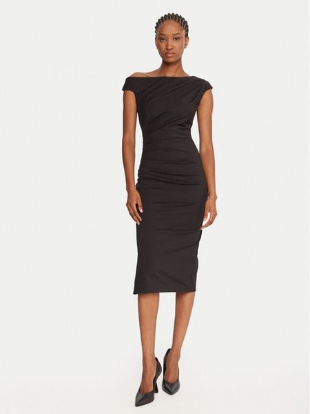 Rinascimento Sukienka koktajlowa CFC0125334003 Czarny Slim Fit. Czarne sukienki Rinascimento, m, bez wzorów, z syntetyku, wizytowe, bez kołnierzyka, bez ramiączek. Za 419.99 zł.