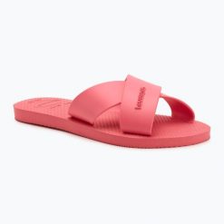 Klapki damskie Havaianas Aqua. Czerwone klapki Havaianas, bez wzorów, sportowe, bez obcasa, bez zapięcia. Za 83.99 zł.