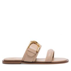 Klapki GINO ROSSI. Brązowe klapki Gino Rossi, bez wzorów, bez obcasa, bez zapięcia. Za 159.99 zł.
