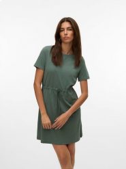 Vero Moda Sukienka w kolorze khaki rozmiar: L. Brązowe sukienki Vero Moda, l, bez wzorów, z materiału, bez kołnierzyka, bez ramiączek, mini, rozkloszowane. Za 74.99 zł.