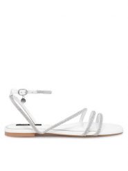 Nine West Sandały WFA2766-1 Biały. Białe sandały Nine West, bez wzorów, z syntetyku, bez obcasa, na płaskiej podeszwie, bez zapięcia. Za 199.99 zł.