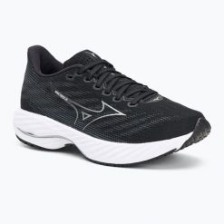 Buty do biegania damskie Mizuno Wave Rider 28. Czarne buty do biegania Mizuno, bez wzorów, bez zapięcia, do biegania, mizuno wave. Za 709.99 zł.