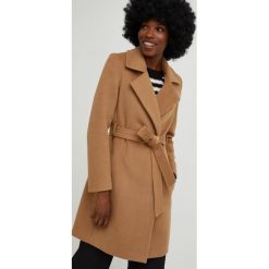 Answear Lab płaszcz wełniany kolor brązowy przejściowy. Brązowe płaszcze Answear Lab, l, bez wzorów, z wełny, klasyczne, bez kaptura. Za 479.99 zł.