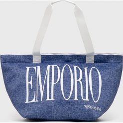 Emporio Armani Underwear torebka. Niebieskie walizki Emporio Armani Underwear, z nadrukiem. W wyprzedaży za 529.99 zł.