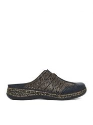 Rieker Klapki CEO-46376-14 Granatowy. Niebieskie klapki Rieker, bez wzorów, ze skóry, bez obcasa, bez zapięcia. Za 329.99 zł.