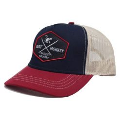 Czapka Trucker - 5 Paneli / Jeden rozmiar (Granatowy/Beżowy). Niebieskie czapki z daszkiem SURF MONKEY, bez wzorów, sportowe. Za 159.95 zł.