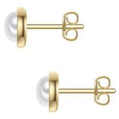 Rafaela Donata Kolczyki z Srebra Sterling w zlocie z perla muszlowa 1 ct Damski. Białe kolczyki Rafaela Donata, z perłą, pozłacane. Za 199.99 zł.