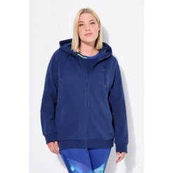 Damskie Kurtka z kapturem wstawki tkane kaptur 2-kierunkowy zamek błyskawiczny. Niebieskie kurtki Ulla Popken, plus size, bez wzorów, z bawełny, z kapturem. W wyprzedaży za 279.99 zł.