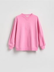 Bluza z nadrukiem na plecach - różowy. Czerwone bluzy Reserved, l, bez wzorów, z bawełny, bez ramiączek, bez kaptura. Za 139.99 zł.