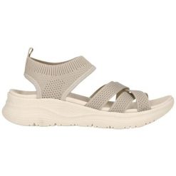 Sandały damskie Whistler Acerra. Białe sandały WHISTLER, bez wzorów, z materiału, eleganckie, bez obcasa, bez zapięcia. Za 245.00 zł.