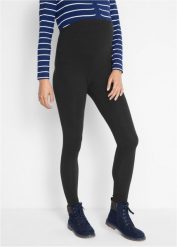 Legginsy ciążowe z miękkiej bawełny organicznej. Czarne legginsy bonprix, bez wzorów, z bawełny. Za 64.99 zł.