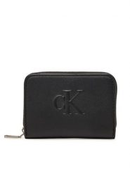 Calvin Klein Jeans Portfel Sculpted Med Flap Zip Around LV04K1004G Czarny. Czarne portfele Calvin Klein Jeans, bez wzorów, z jeansu. Za 149.99 zł.