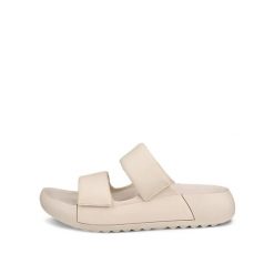 Klapki z dwiema paskami damskie Ecco Cozmo PF. Brązowe klapki ECCO, bez wzorów, ze skóry, eleganckie, bez obcasa, na platformie, bez zapięcia. Za 462.00 zł.