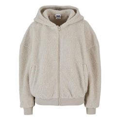 Bluza Damska Sherpa Oversized Full Zip Hoodie. Brązowe bluzy Urban Classics, xl, bez wzorów, bez ramiączek, bez kaptura. Za 293.99 zł.