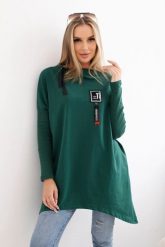Bluza oversize z asymetrycznymi bokami ciemno zielona. Zielone bluzy KESI, l, bez wzorów, z bawełny, bez kaptura. Za 209.11 zł.
