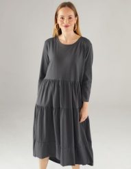 Bawełniana sukienka z przeszyciami. Szare sukienki Unisono, l, bez wzorów, z bawełny, bez kołnierzyka, bez ramiączek, rozkloszowane. Za 159.00 zł.