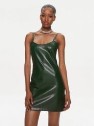 Patrizia Pepe Sukienka codzienna 8A1248/E005-G570 Zielony Slim Fit. Zielone sukienki Patrizia Pepe, na co dzień, bez wzorów, ze skóry, bez kołnierzyka, bez ramiączek, proste. Za 1,239.00 zł.