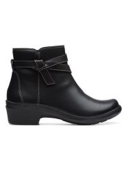 Clarks Skórzane botki "Angie Spice" w kolorze czarnym rozmiar: 40. Czarne botki Clarks, bez wzorów, eleganckie, bez obcasa, bez zapięcia. Za 206.91 zł.