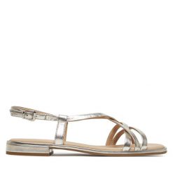 Sandały Caprice. Szare sandały Caprice, bez wzorów, bez obcasa, na płaskiej podeszwie, bez zapięcia. Za 189.99 zł.