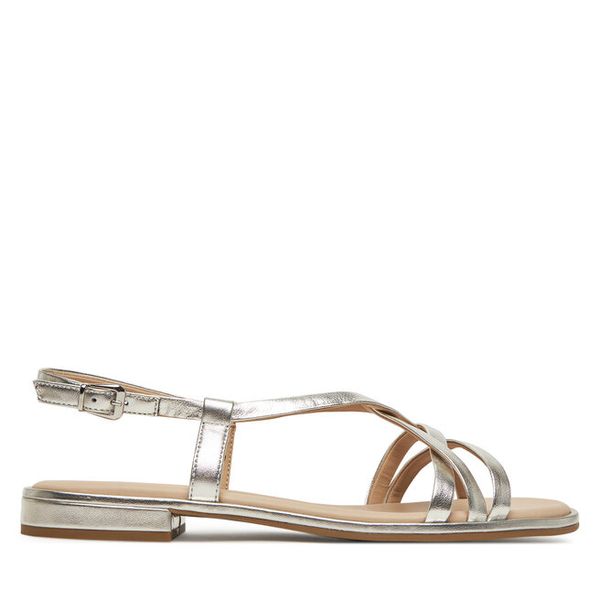 Sandały Caprice. Szare sandały Caprice, bez wzorów, bez obcasa, na płaskiej podeszwie, bez zapięcia. Za 189.99 zł.