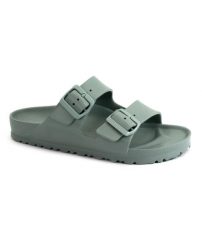 Klapki damskie Birkenstock Arizona Eva Pure Sage. Zielone klapki Birkenstock, bez wzorów, z materiału, klasyczne, bez obcasa, bez zapięcia. Za 331.00 zł.