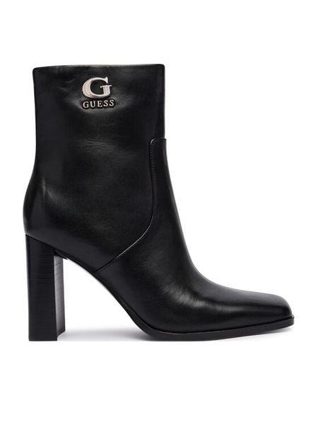 Guess Botki FLFGED LEA10 Czarny. Czarne botki Guess, z aplikacjami, bez obcasa, na słupku, bez zapięcia. Za 764.99 zł.