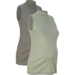 Tank top ciążowy (2 szt.). Szare topy bonprix, bez wzorów, bez kołnierzyka, bez ramiączek. Za 59.98 zł.