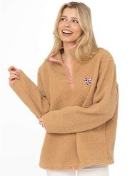Zwillingsherz Bluza polarowa w kolorze jasnobrązowym rozmiar: M. Brązowe bluzy bez kaptura Zwillingsherz, m, bez wzorów, z polaru, bez kaptura. Za 224.95 zł.