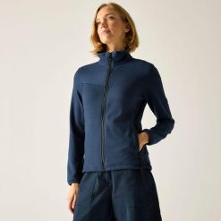 Bluza polarowa damska Florena z zamkiem błyskawicznym. Niebieskie bluzy z kapturem Regatta, m, bez wzorów, z dzianiny, bez kaptura, trekkingowe. Za 119.99 zł.