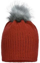 Czapka zimowa James & Nicholson dziergana z polarem i pomponem ekologiczny. Brązowe czapki zimowe VAN NICHOLAS, bez wzorów, dziergany. Za 122.99 zł.