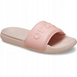 Klapki Dla Dorosłych Crocs All Day Slide. Czerwone klapki Crocs, bez wzorów, z materiału, bez obcasa, bez zapięcia. Za 139.99 zł.