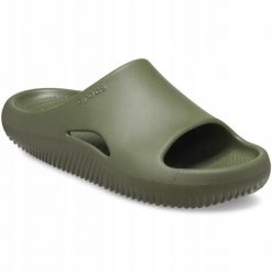 Klapki Dla Dorosłych Crocs Mellow Recovery Slide. Zielone klapki Crocs, bez wzorów, z materiału, bez obcasa, bez zapięcia. Za 199.99 zł.