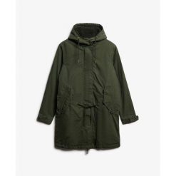 Parka dla kobiet Superdry Military Bord. Zielone płaszcze Superdry, na zimę, bez wzorów, militarne, bez kaptura. Za 774.15 zł.