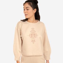Bluza do jogi damska Kimjaly. Brązowe bluzy KIMJALY, l, bez wzorów, z bawełny, bez ramiączek, bez kaptura. Za 99.99 zł.