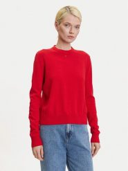 Tommy Jeans Sweter Essential DW0DW20159 Czerwony Regular Fit. Czerwone swetry Tommy Jeans, xxs, bez wzorów, z jeansu, bez ramiączek. Za 389.99 zł.