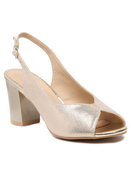 Clara Barson Sandały ACANNA KL-230801-02 Złoty. Żółte sandały Clara Barson, bez wzorów, z materiału, bez obcasa, na słupku, bez zapięcia. Za 109.99 zł.